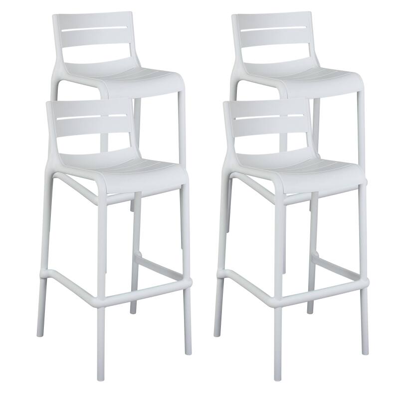 Set di 4 sedie alte da terrazza in plastica