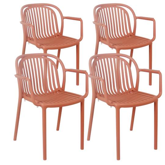 Set di 4 sedie da terrazza con braccioli in plastica
