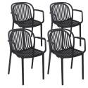 Set di 4 sedie da terrazza con braccioli in plastica