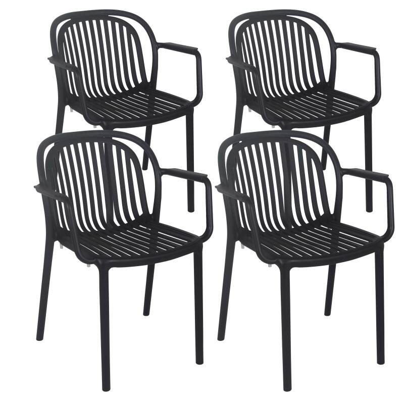 Set di 4 sedie da terrazza con braccioli in plastica