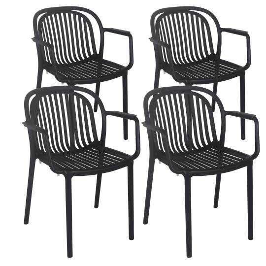 Set di 4 sedie da terrazza con braccioli in plastica