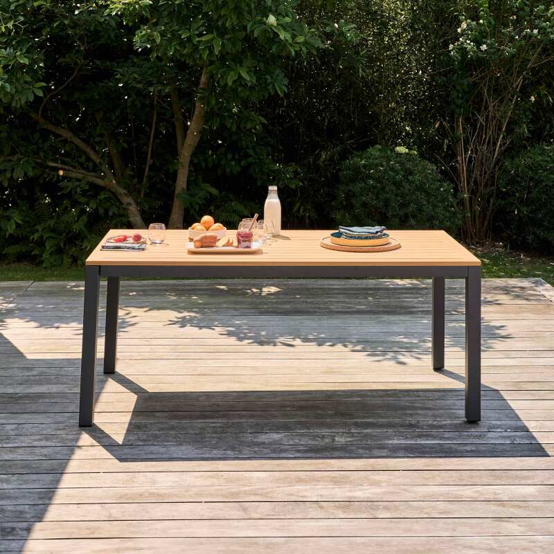 Tavolo da giardino rettangolare allungabile (180/240 x 89 x 74 cm) in alluminio e legno di eucalipto FSC®