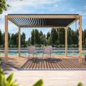 Pergola bioclimatica autoportante 3 x 4 m in alluminio con decoro legno