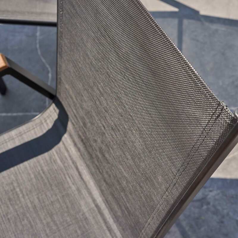 Set di 2 sedie da giardino con braccioli in alluminio e legno di acacia