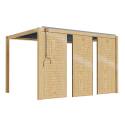 Pergola bioclimatica autoportante 3 x 4 m in alluminio con decoro legno con 1, 2 o 3 schermi