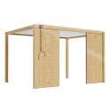 Pergola bioclimatica autoportante 3 x 4 m in alluminio bianco con decoro legno con 1, 2 o 3 schermi