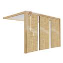 Pergola bioclimatica addossata 3 x 4 m in alluminio bianco con decoro legno con 1, 2 o 3 schermatura 