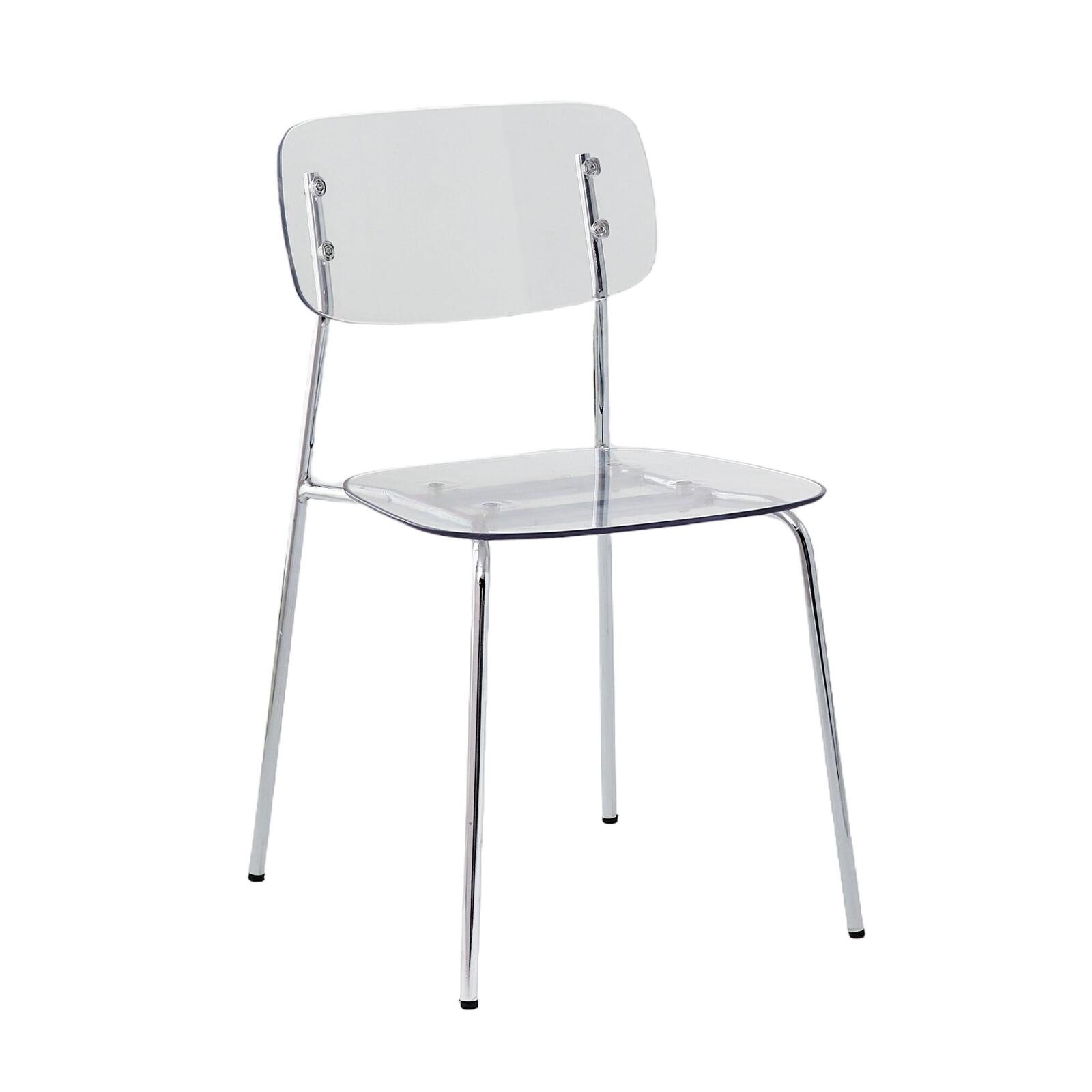 Set di 2 sedie trasparenti in acciaio e PET