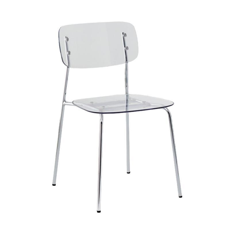 Set di 2 sedie trasparenti in acciaio e PET