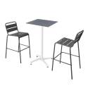 Tavolo alto 60x60 cm inclinabile in laminato con gamba bianca e sedie in metallo