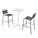 Tavolo alto 60x60 cm inclinabile in laminato con gamba bianca e sedie in metallo