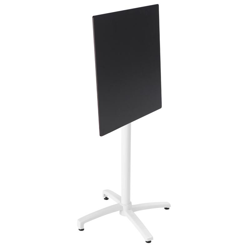 Tavolo alto 60x60 cm inclinabile in laminato con gamba bianca e sedie in metallo