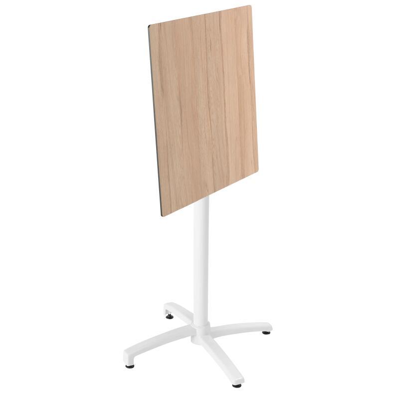 Tavolo alto 60x60 cm inclinabile in laminato con gamba bianca e sedie in metallo