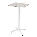 Tavolo alto 60x60 cm inclinabile in laminato con gamba bianca e sedie in metallo