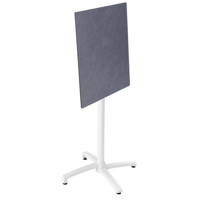 Tavolo alto 60x60 cm inclinabile in laminato con gamba bianca e sedie in metallo