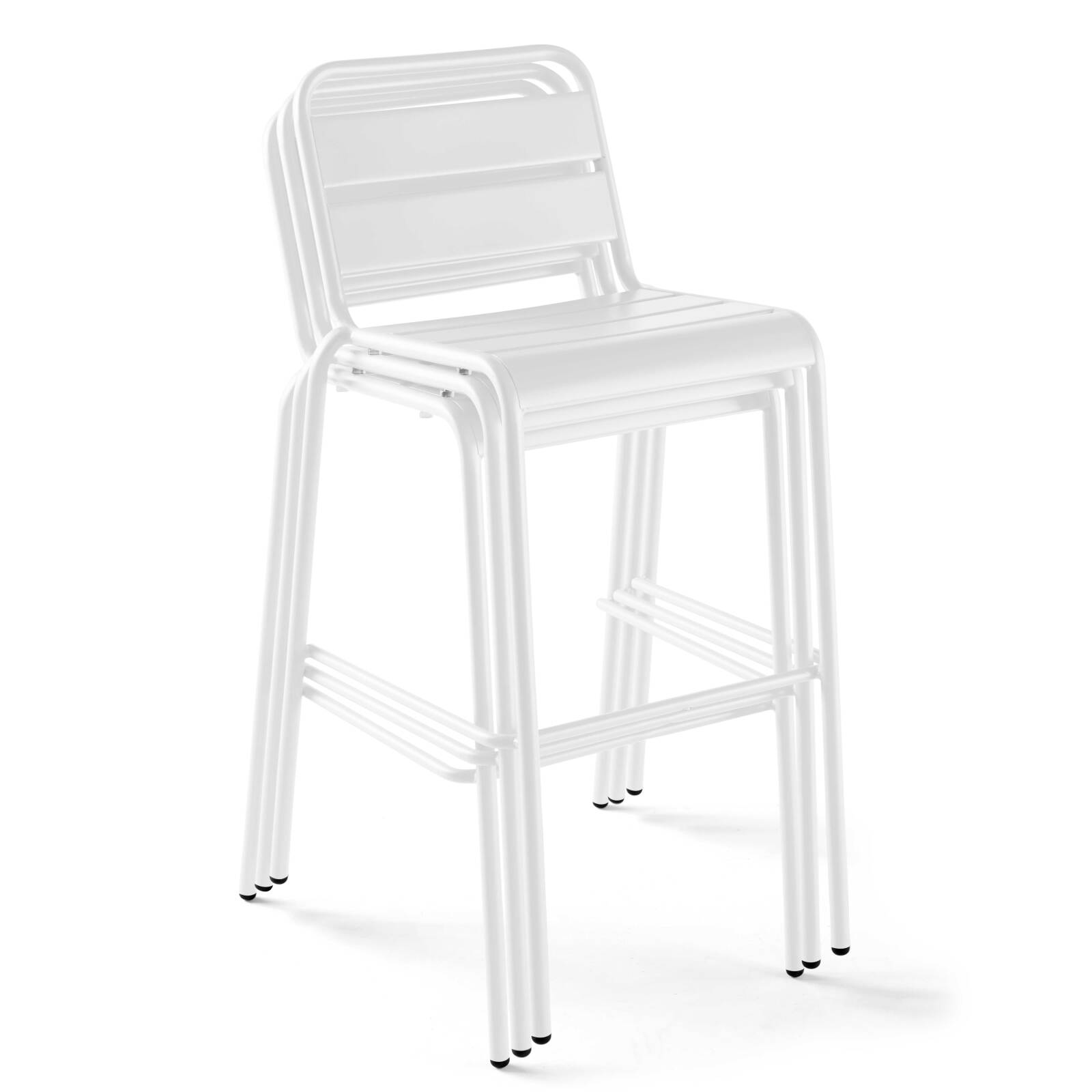 Tavolo alto 60x60 cm inclinabile in laminato con gamba bianca e sedie in metallo