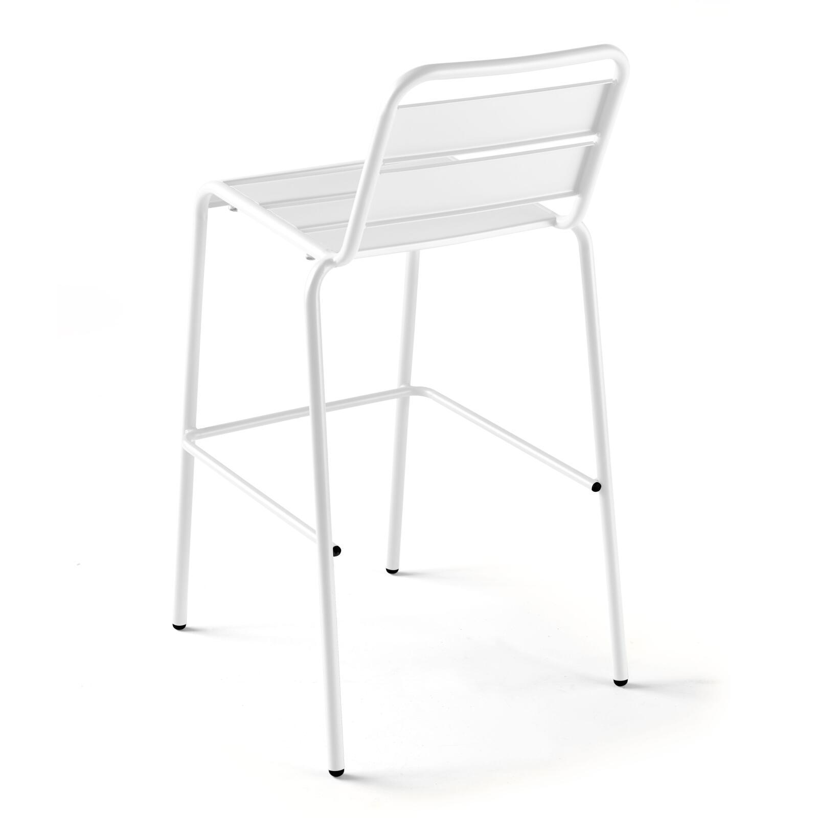 Tavolo alto 60x60 cm inclinabile in laminato con gamba bianca e sedie in metallo