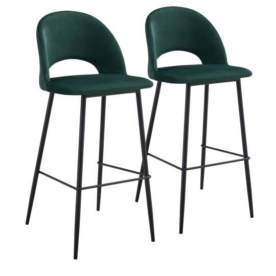 Sedie alta in velluto e metallo - Set di 2 | Oviala