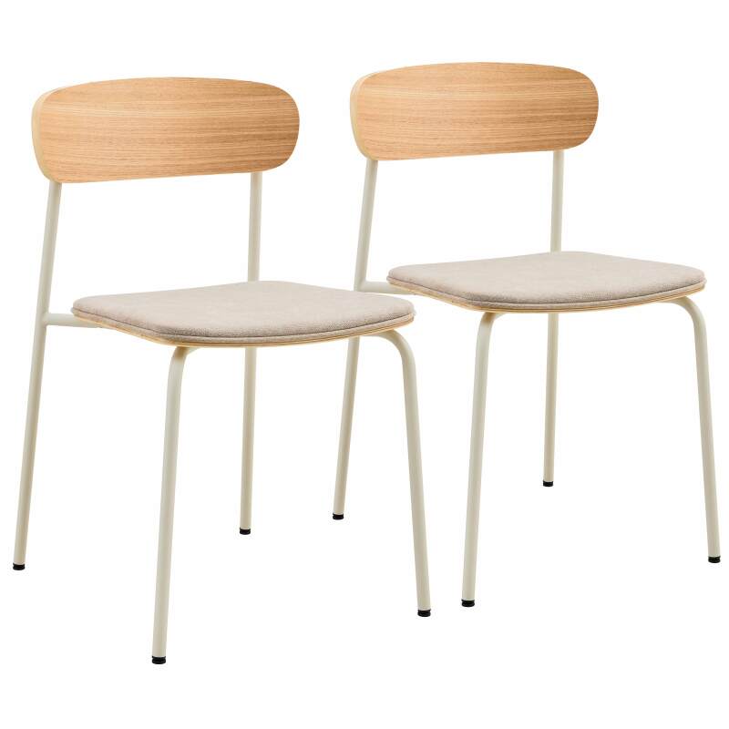 Set di 2 sedie in metallo, legno e tessuto