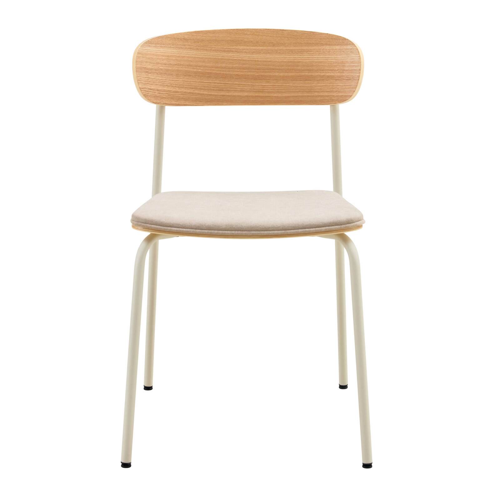 Set di 2 sedie in metallo, legno e tessuto