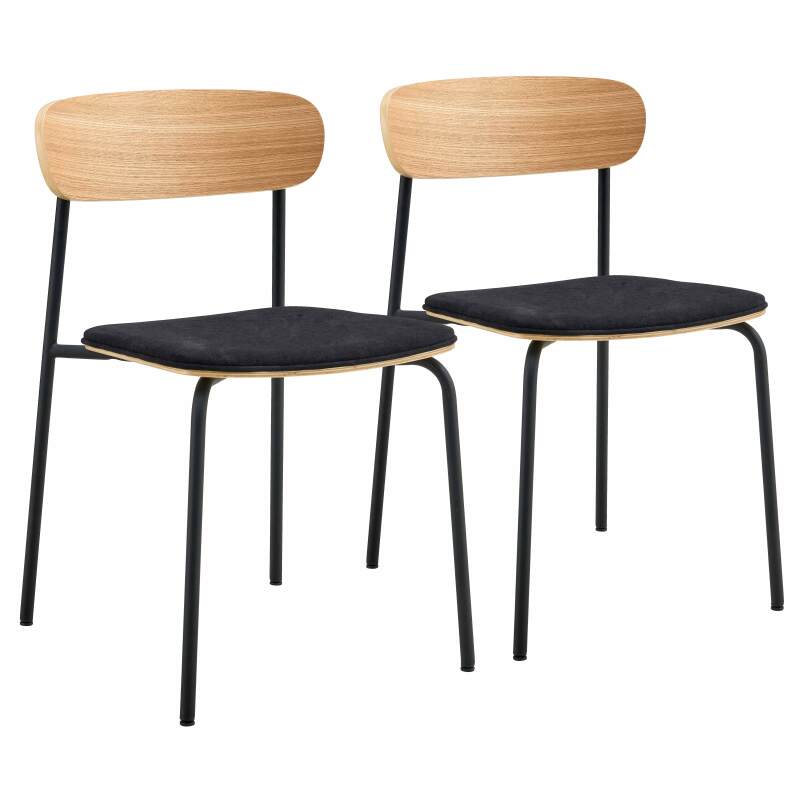 Set di 2 sedie in metallo, legno e tessuto