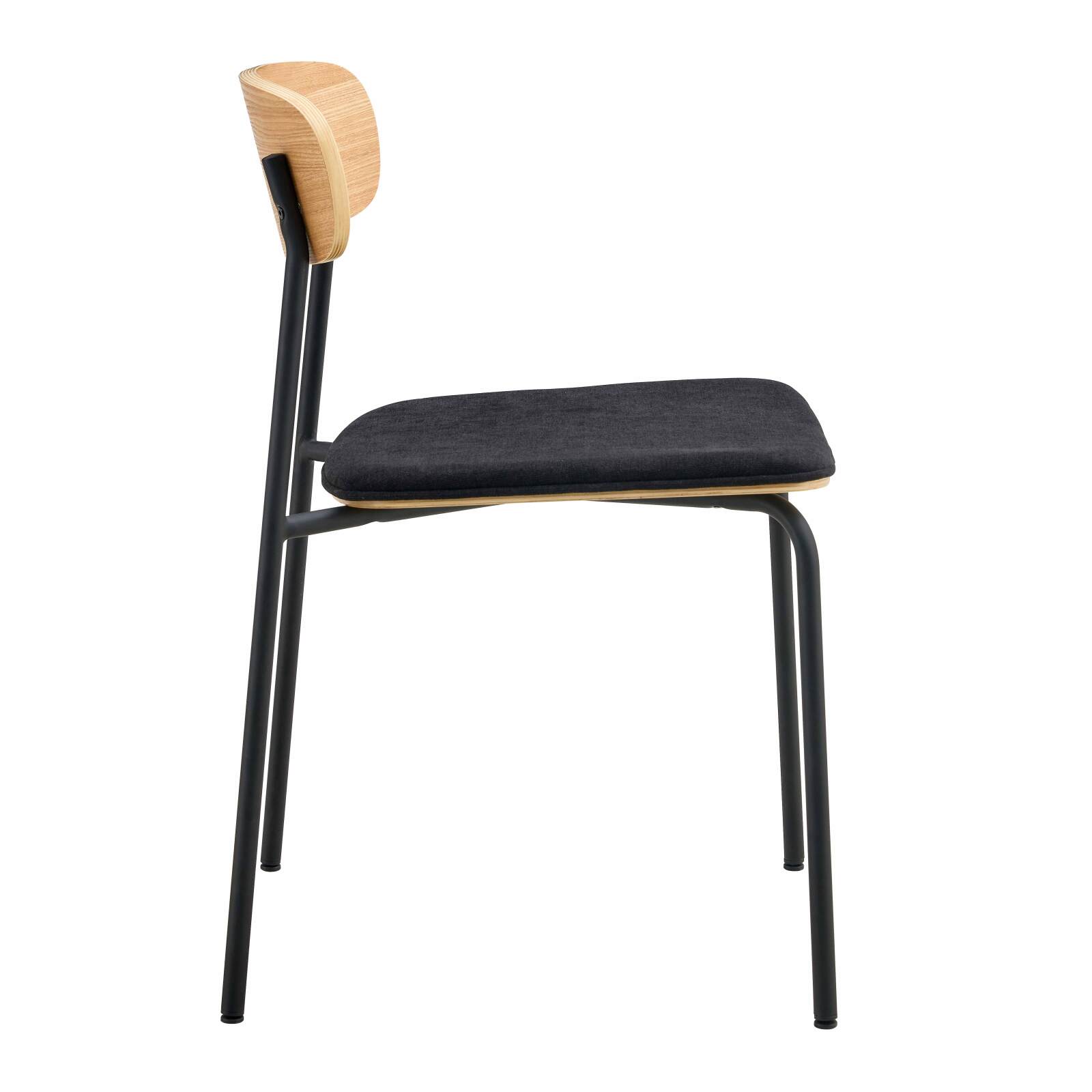 Set di 2 sedie in metallo, legno e tessuto Set di 2 sedie in metallo, legno e tessuto