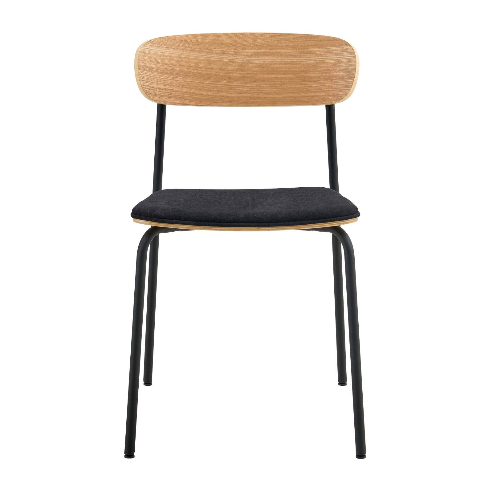 Set di 2 sedie in metallo, legno e tessuto