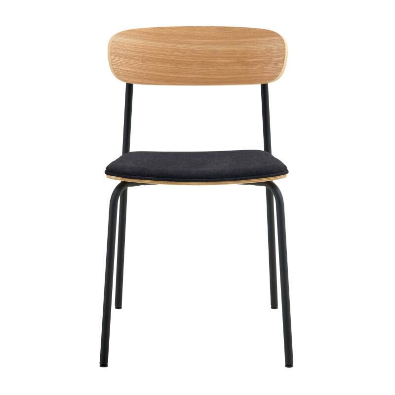 Set di 2 sedie in metallo, legno e tessuto