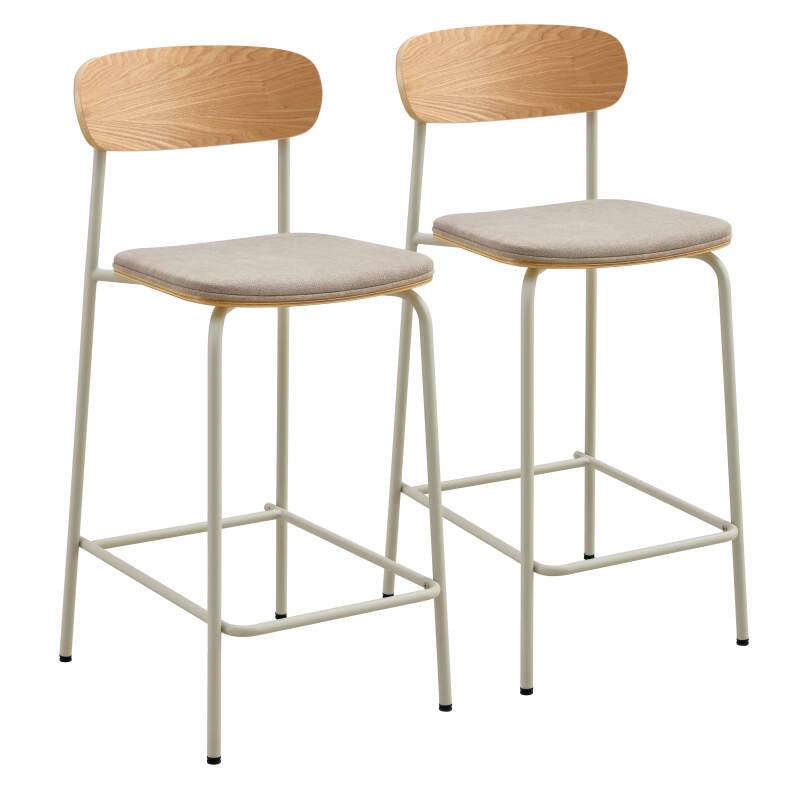 Set di 2 seggioloni in metallo, legno e tessuto