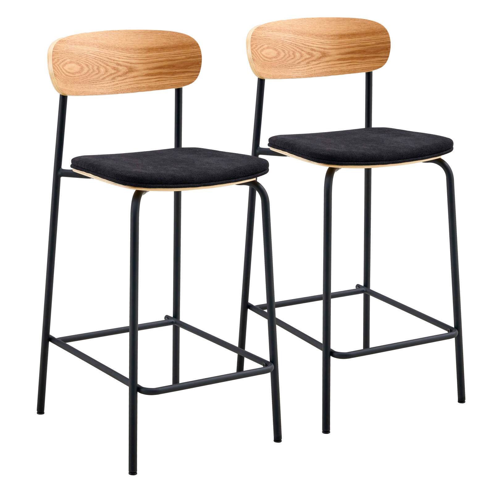 Set di 2 seggioloni in metallo, legno e tessuto