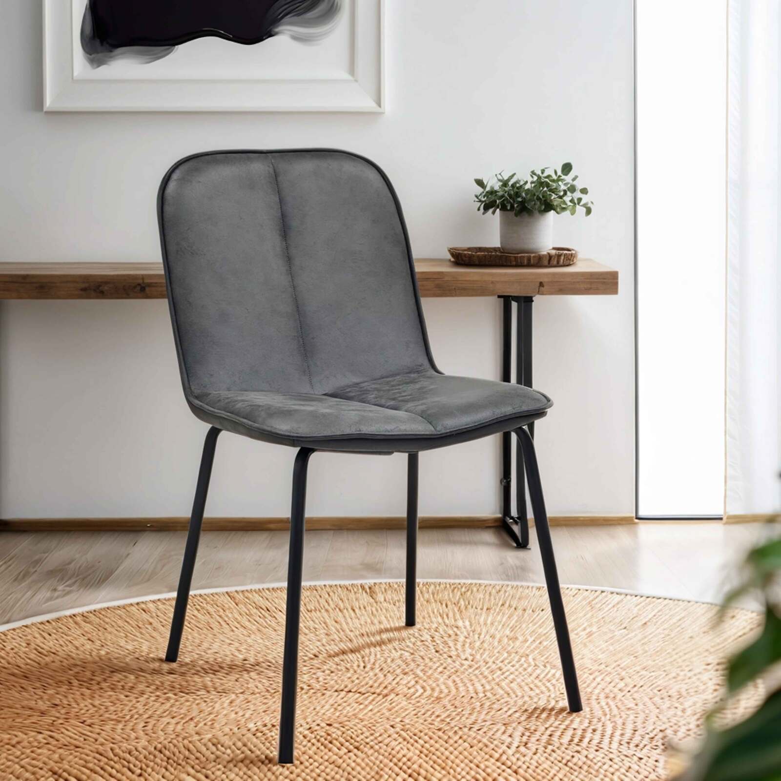 Set di 2 sedie in metallo e tessuto rivestito Set di 2 sedie in metallo e tessuto rivestito