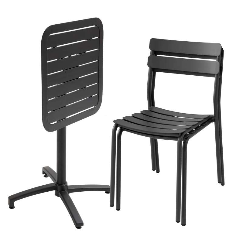 Tavolo inclinabile in alluminio 60x60 cm e 2 sedie