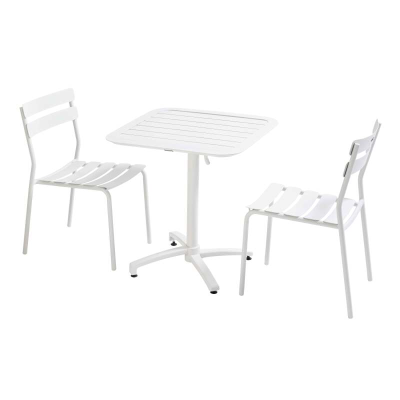 Tavolo da terrazza inclinabile 70x70 cm e 2 sedie in alluminio