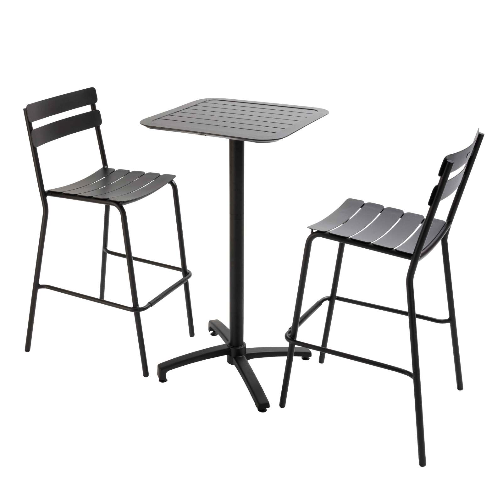 Tavolo alto inclinabile 60x60 cm e 2 seggioloni in alluminio Tavolo alto inclinabile 60x60 cm e 2 seggioloni in alluminio