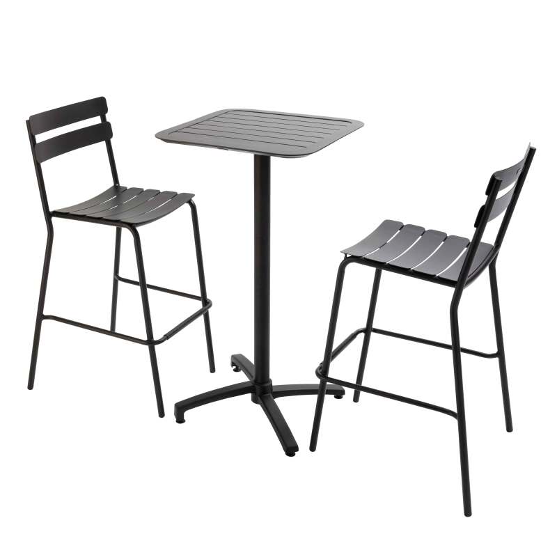 Tavolo alto inclinabile 60x60 cm e 2 seggioloni in alluminio