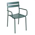 Tavolo da terrazza inclinabile in alluminio 60x60 cm e 2 sedie con braccioli