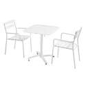 Tavolo da terrazza reclinabile in alluminio 70x70 cm e 2 sedie con braccioli