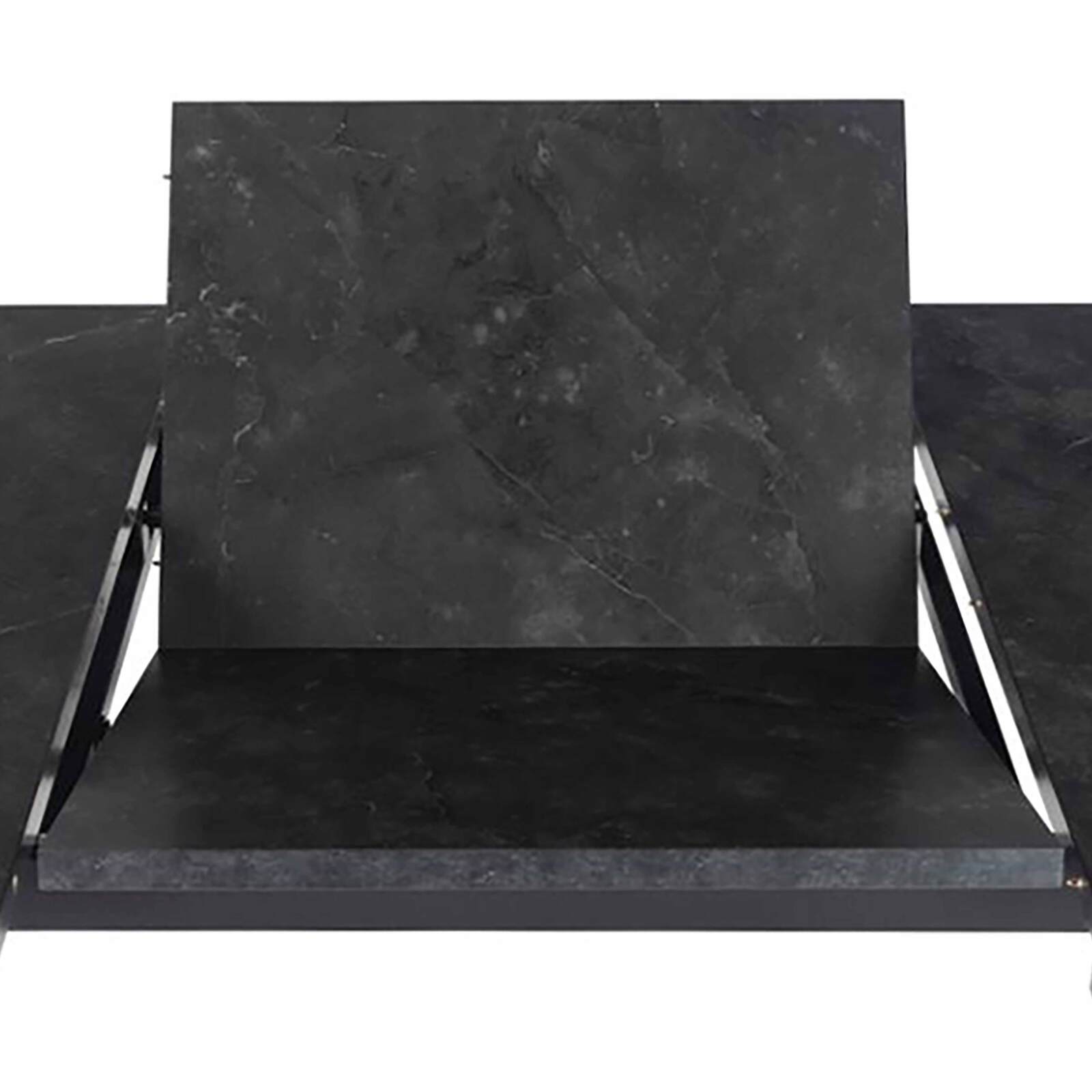 Tavolo da pranzo allungabile in acciaio e MDF effetto marmo nero - da 6 a 8 persone