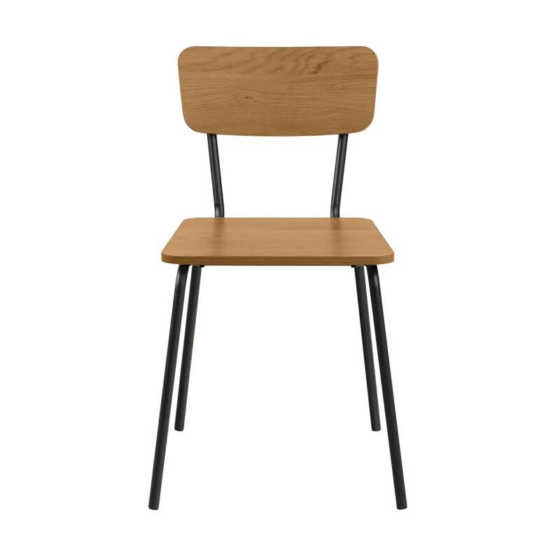 Set di 4 sedie in acciaio e MDF effetto rovere FSC®