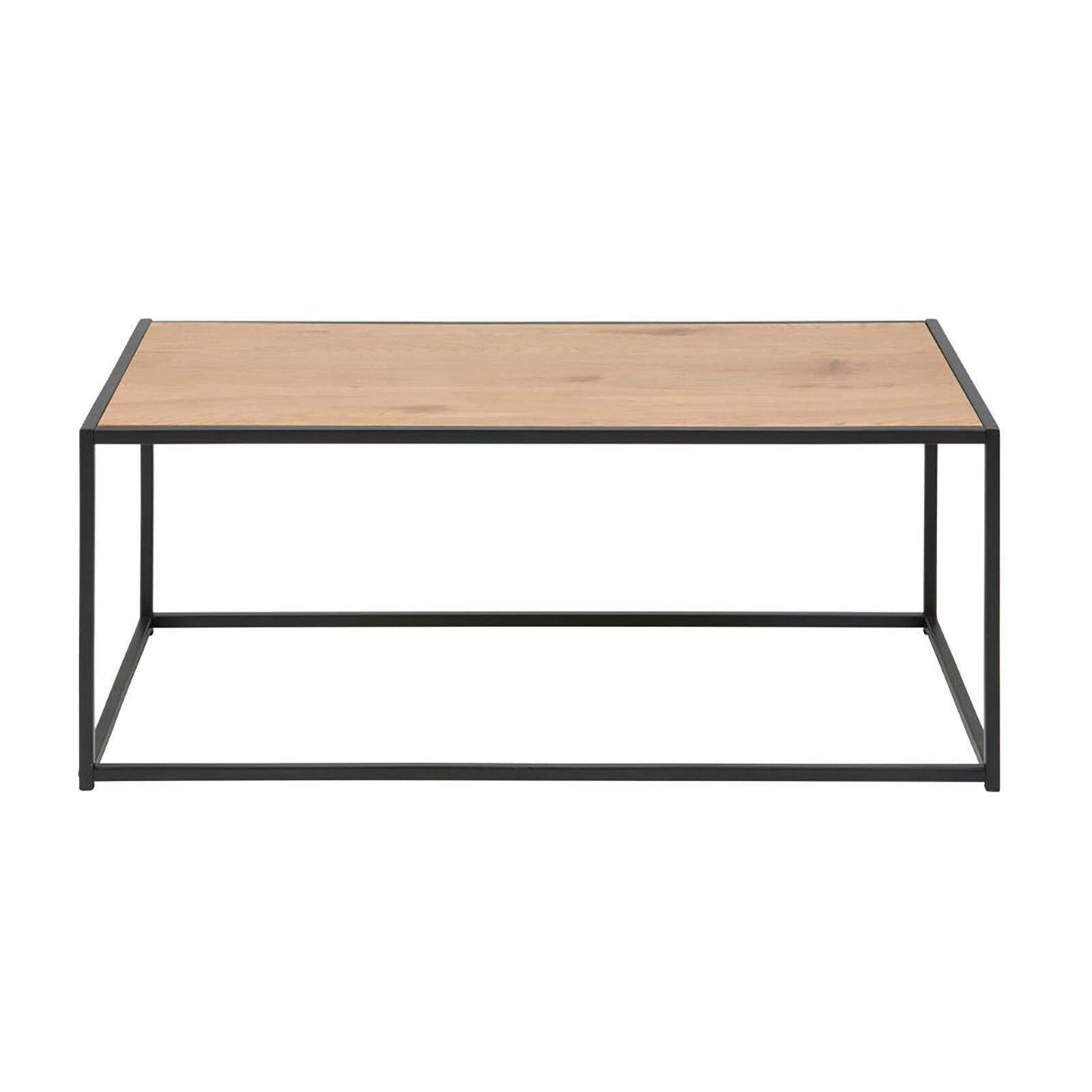 Tavolina da salotto rettangolare in acciaio e MDF effetto rovere