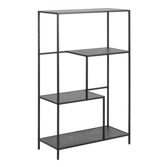 Scaffale alto in acciaio e MDF effetto marmo 114 x 72 cm | Oviala