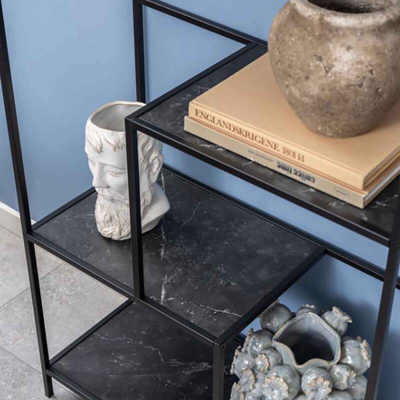 Scaffale alta in acciaio e MDF effetto marmo 114 x 72 cm