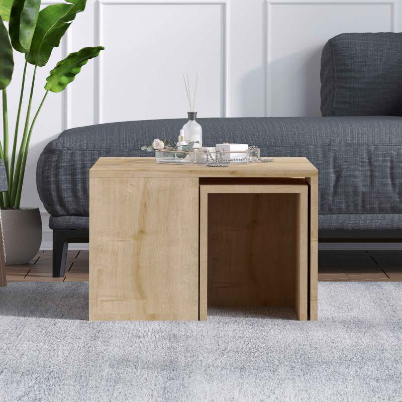 Tavolina da salotto impilabile in melaminico effetto legno