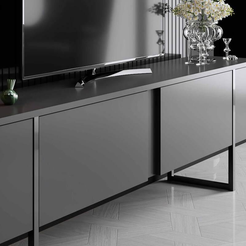 Mobile TV in melaminico e acciaio 180 cm