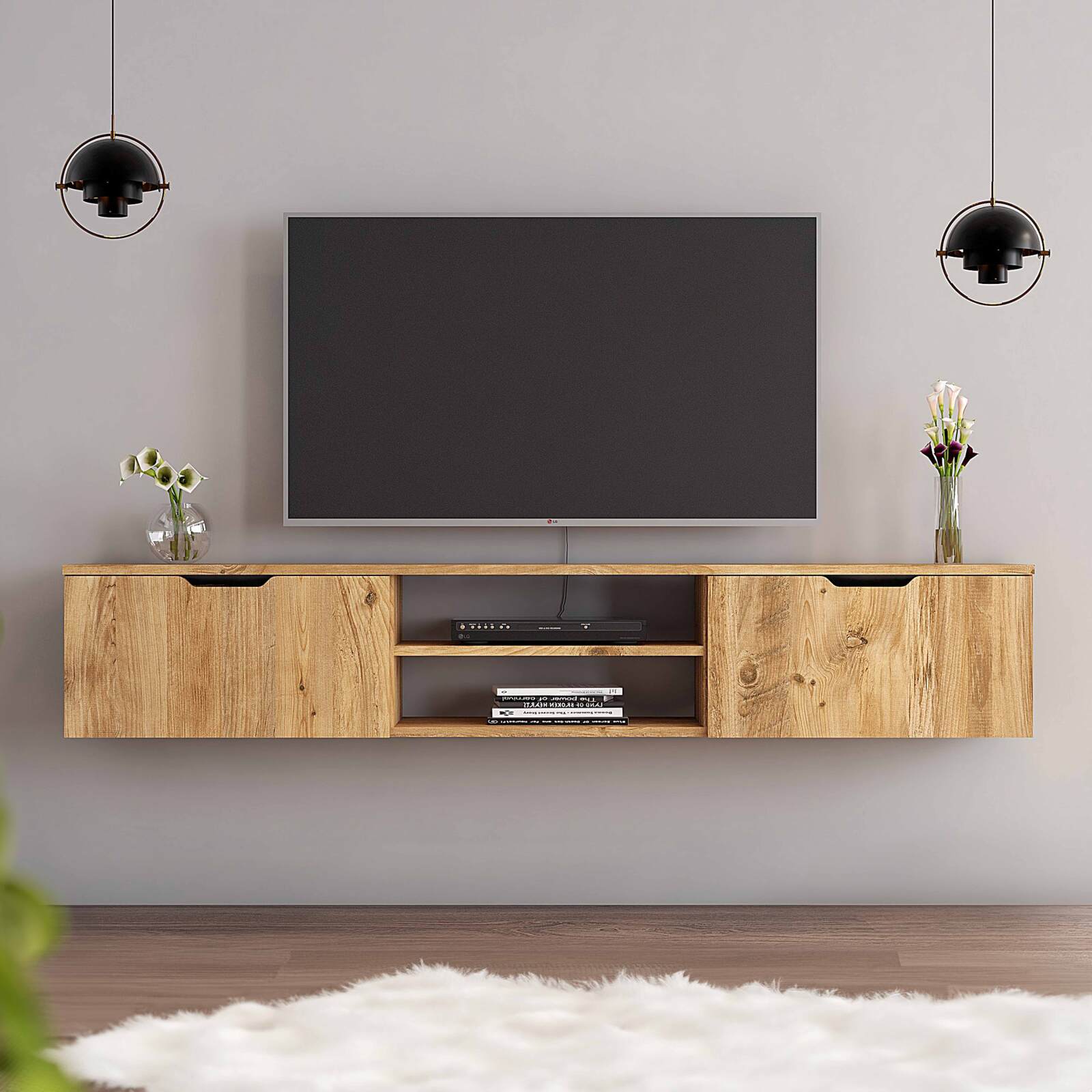 Mobile TV sospeso in melaminico effetto legno