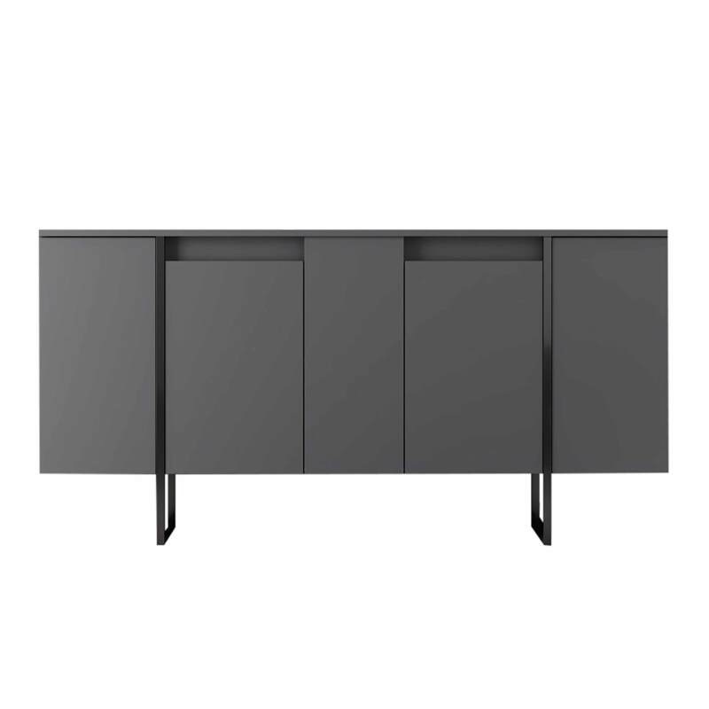 Buffet a 4 ante in metallo e melaminico grigio