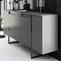 Buffet a 4 ante in metallo e melaminico grigio