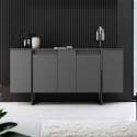 Buffet a 4 ante in metallo e melaminico grigio