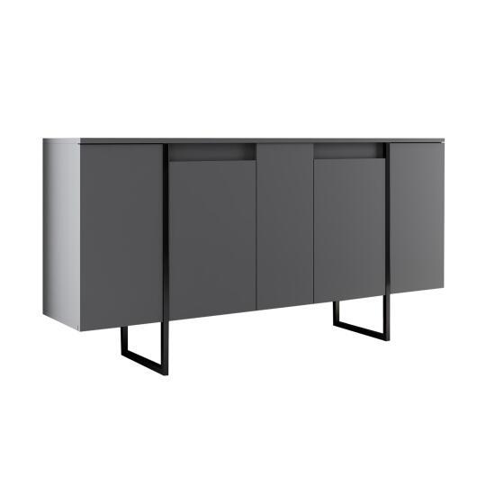 Buffet grigio in metallo 4 ante 160 cm | Oviala