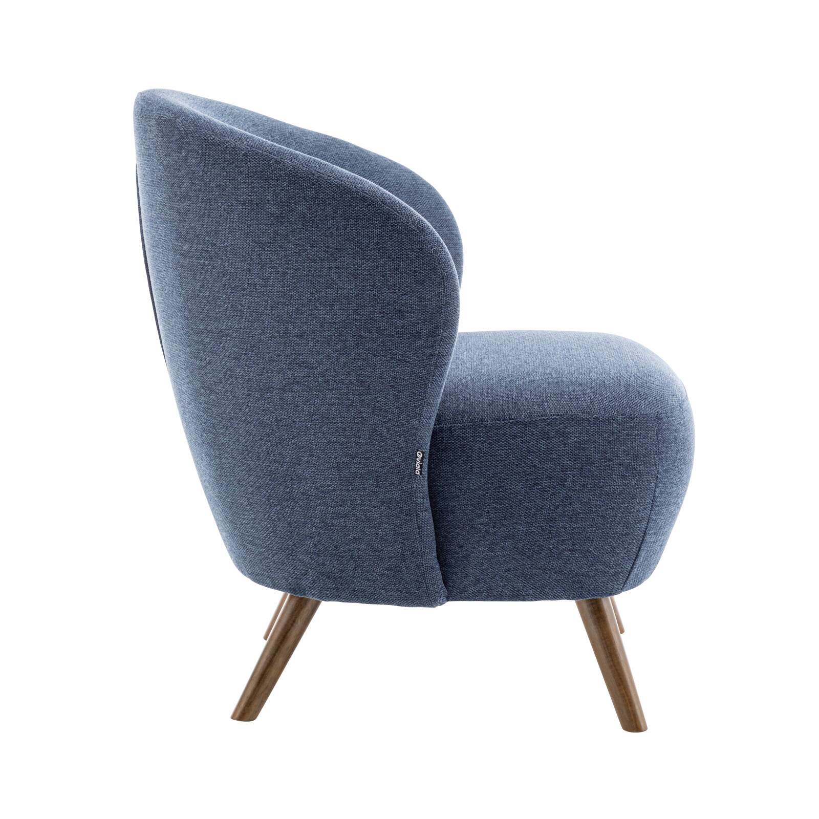 Poltrona relax in legno di caucciù e tessuto Poltrona relax in legno di caucciù e tessuto